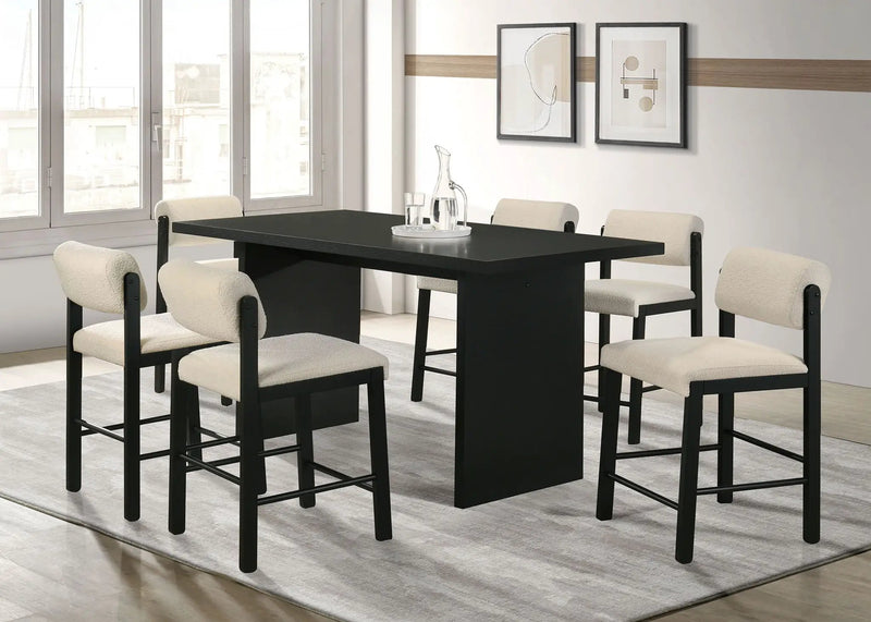 Decker 7-piece 70-inch Rectangular Counter Height Dining Set Cream and Black by Unique Piece Furniture