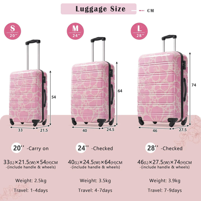 Hardshell Luggage Set 3-Piece Spinner Suitcases with TSA Lock by HouseOfZazla