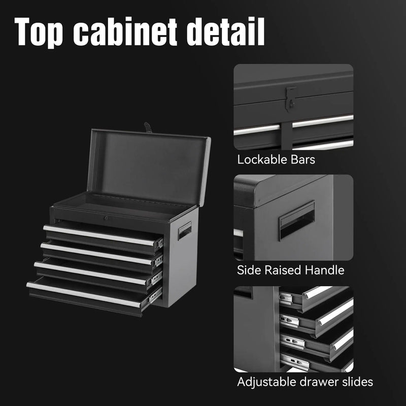 Tool Chest, 5 Drawer Rolling Tool Storage Cabinet With Detachable Top Tool Box, Liner, Universal Lockable Wheels, Adjustable Shelf, Locking Mechanism, Metal Tool Cart For Garage Workshop by HouseOfZazla