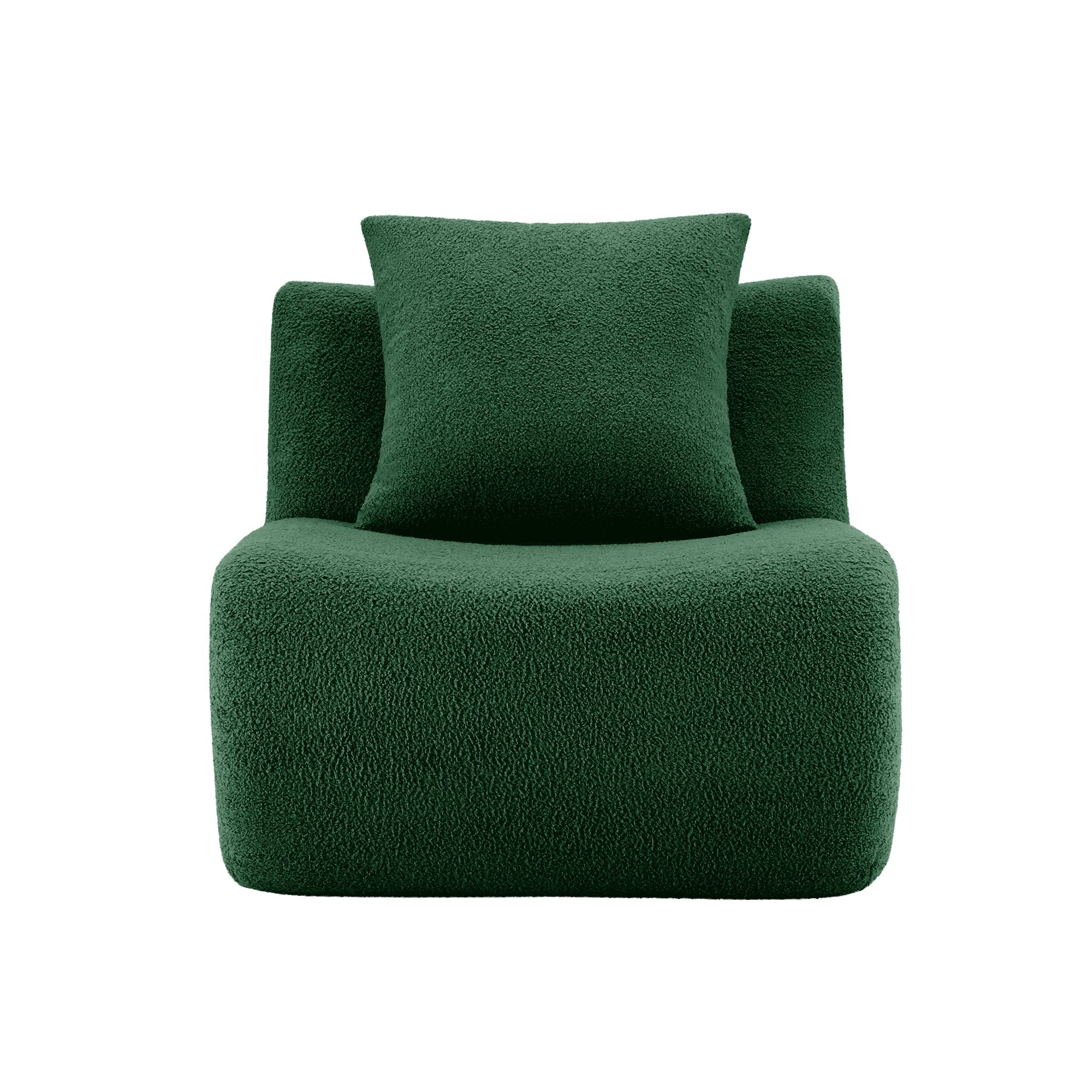 Armless Sofa With Pillow Teddy Fabric - Green by HouseOfZazla