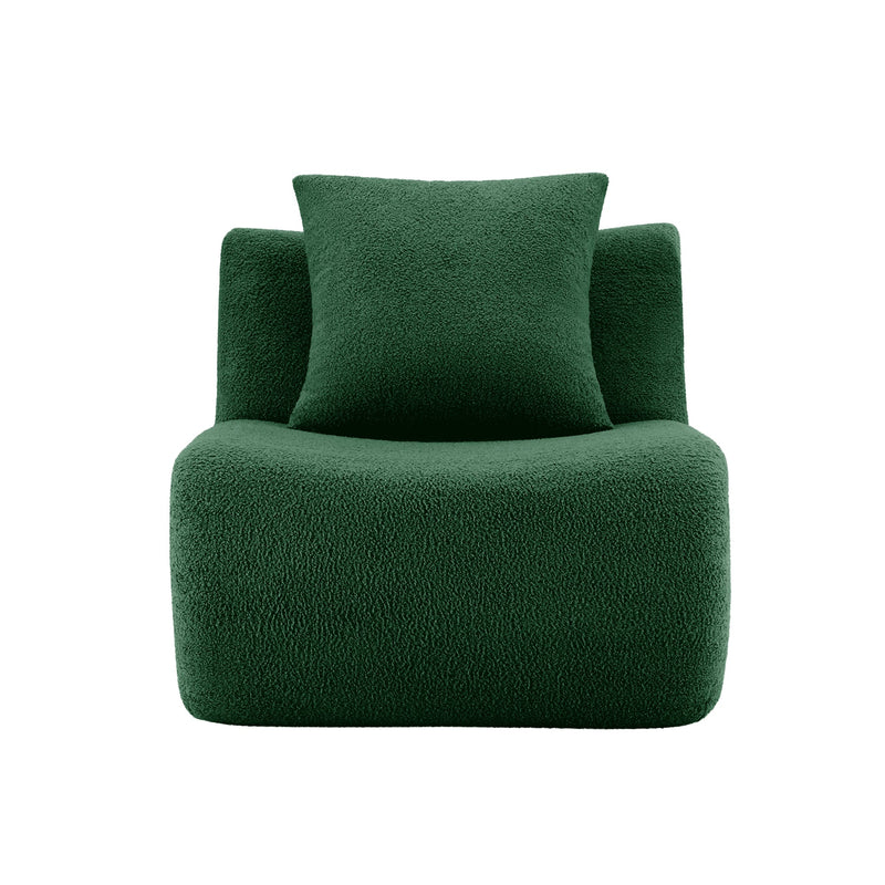 Armless Sofa With Pillow Teddy Fabric - Green by HouseOfZazla
