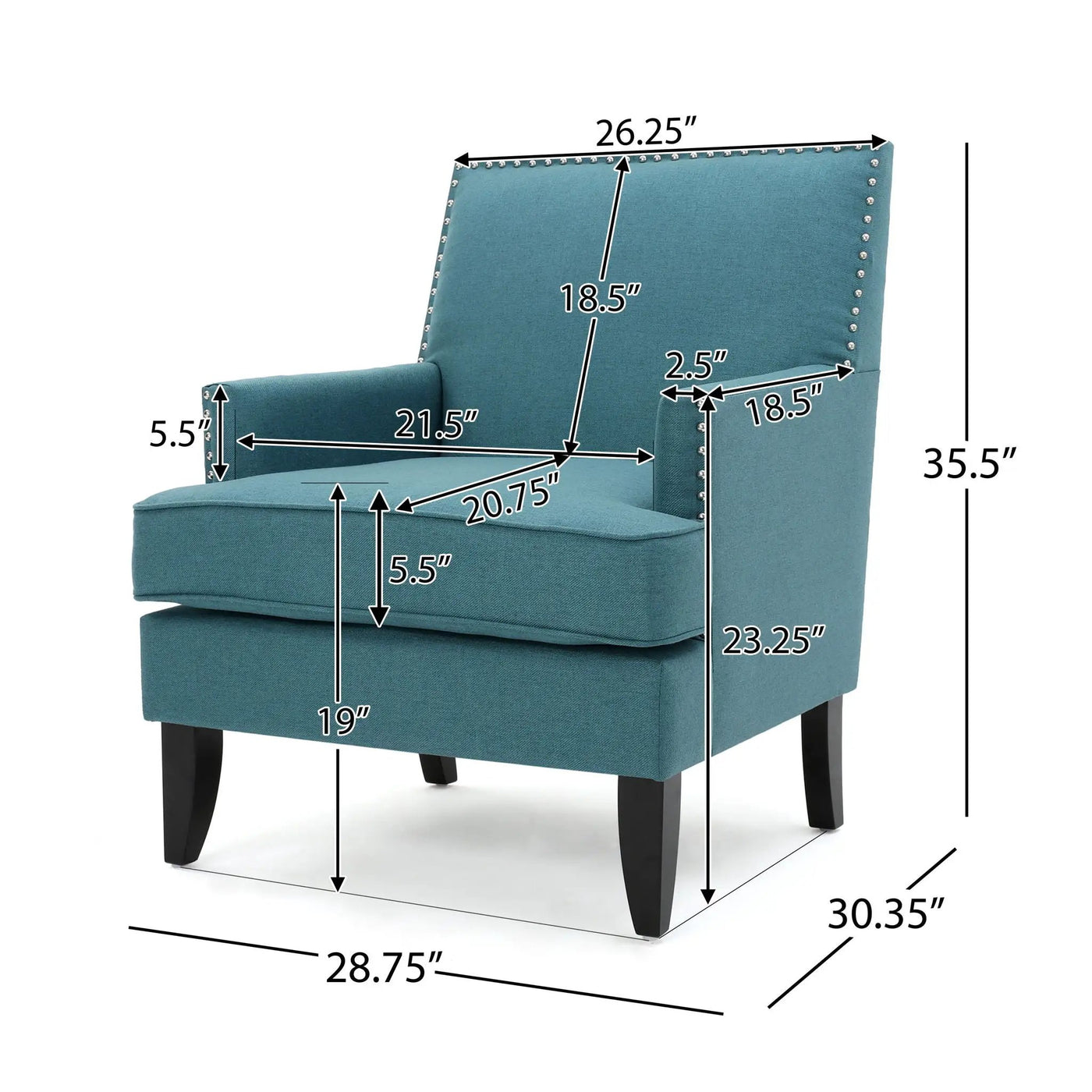 Serenada Upholstered Fabric Club Chair With Nailhead Trim And Tapered Birch Legs by HouseOfZazla