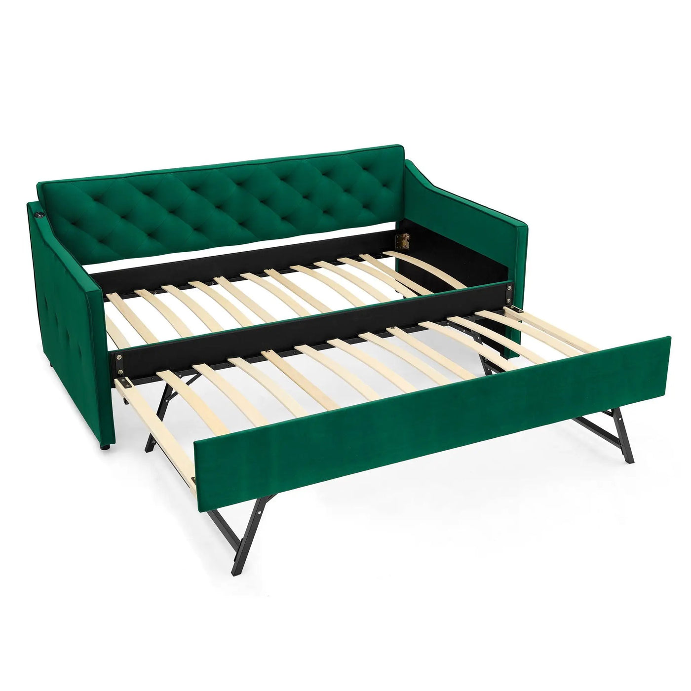 Daybed With Pop Up Trundle And USB Charging Armrest by HouseOfZazla
