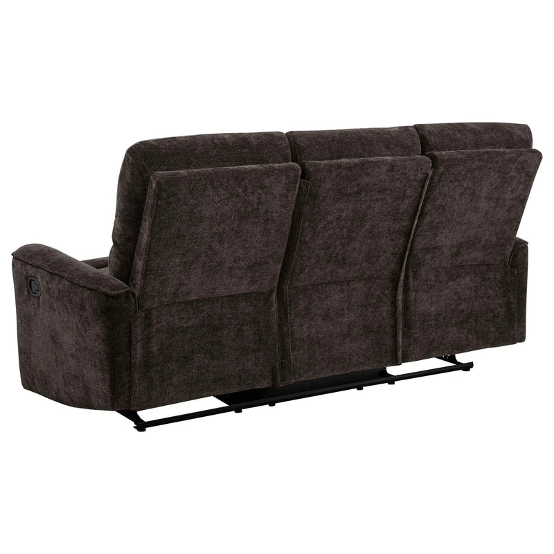 Navarro Chenille Upholstered Reclining Sofa Dark Brown by Unique Piece Furniture