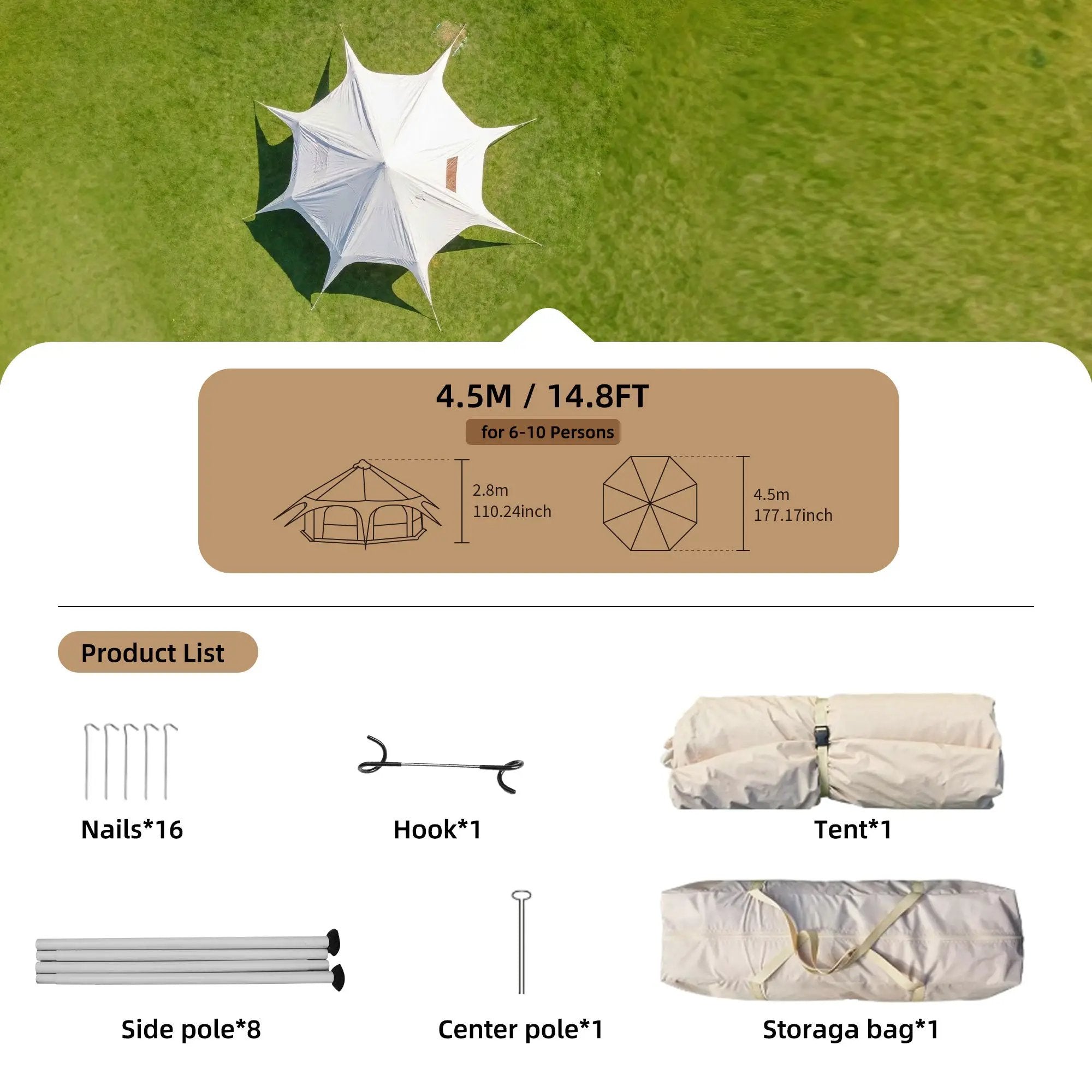 600D Oxford Bell Tent 14.8ft*9.2ft with Stove Jack by HouseOfZazla