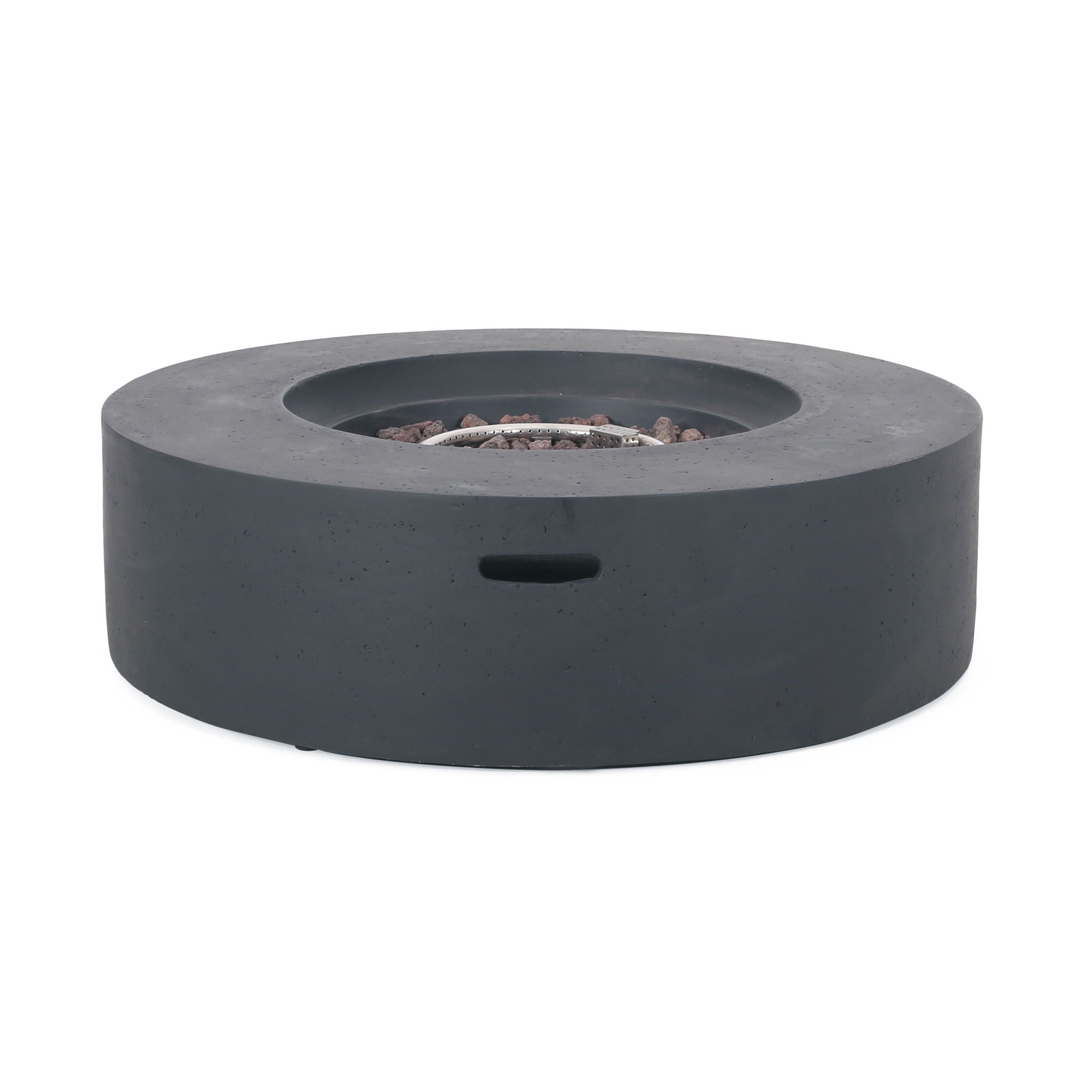 Modern Lightweight Concrete Outdoor Circular Fire Pit 50,000 BTU by HouseOfZazla