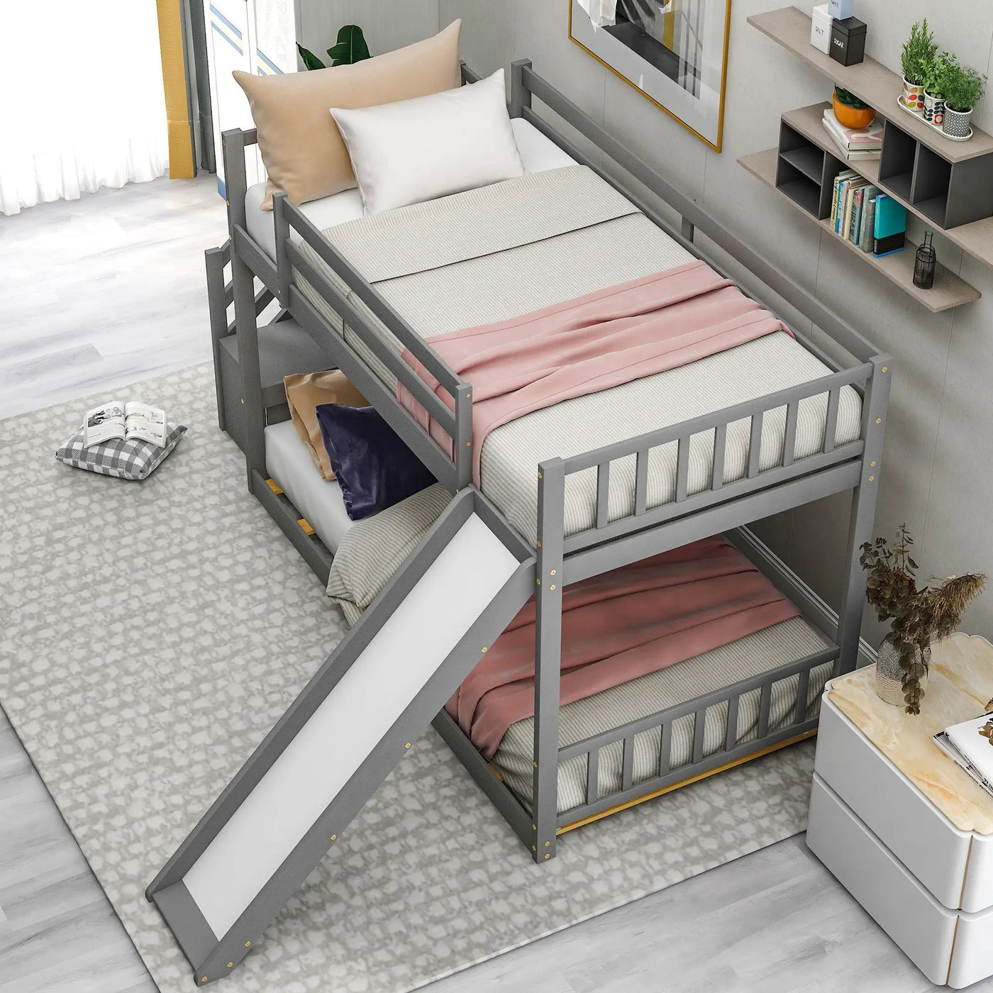 Bunk Bed With Convertible Slide And Stairway by HouseOfZazla