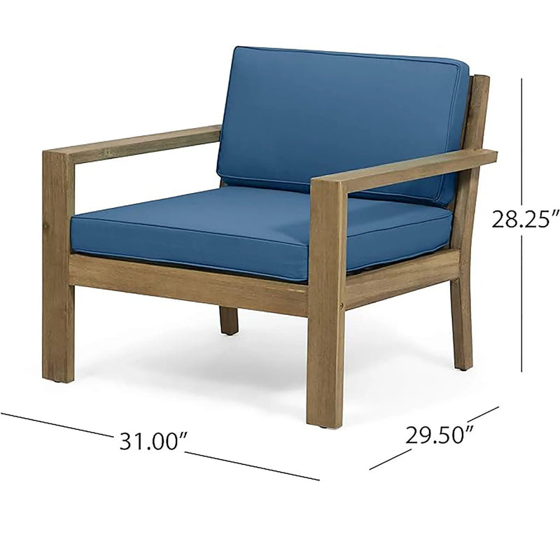 Antoine Outdoor Acacia Wood Club Chairs With Cushions (Set of 2) by HouseOfZazla