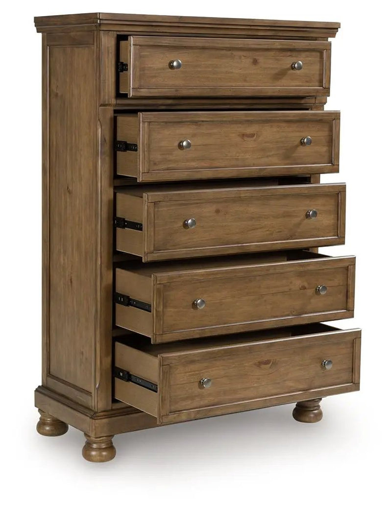 Feddinger - Five Drawer Chest - Medium Brown by Unique Piece Furniture