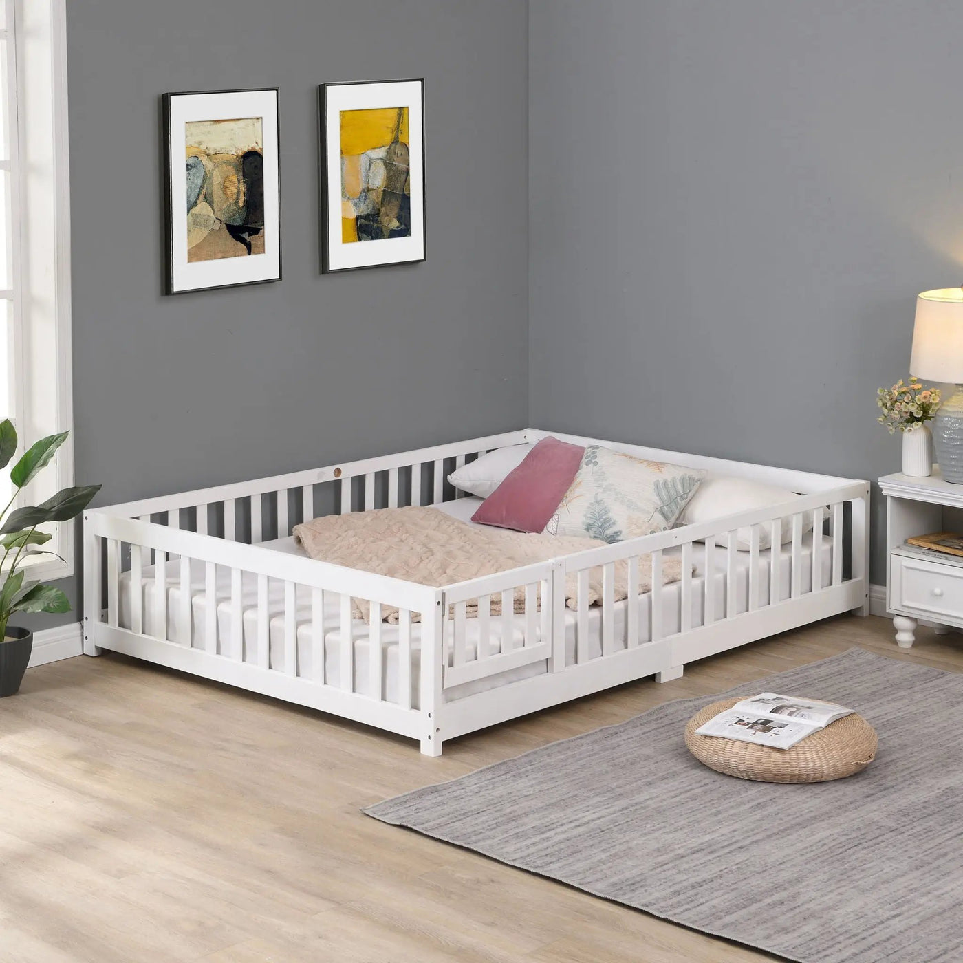 Solid Wood Floor Bed With Door And Fence For Children by HouseOfZazla