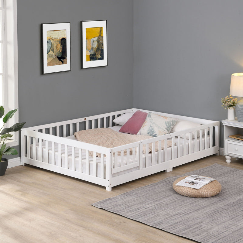 Solid Wood Floor Bed With Door And Fence For Children by HouseOfZazla