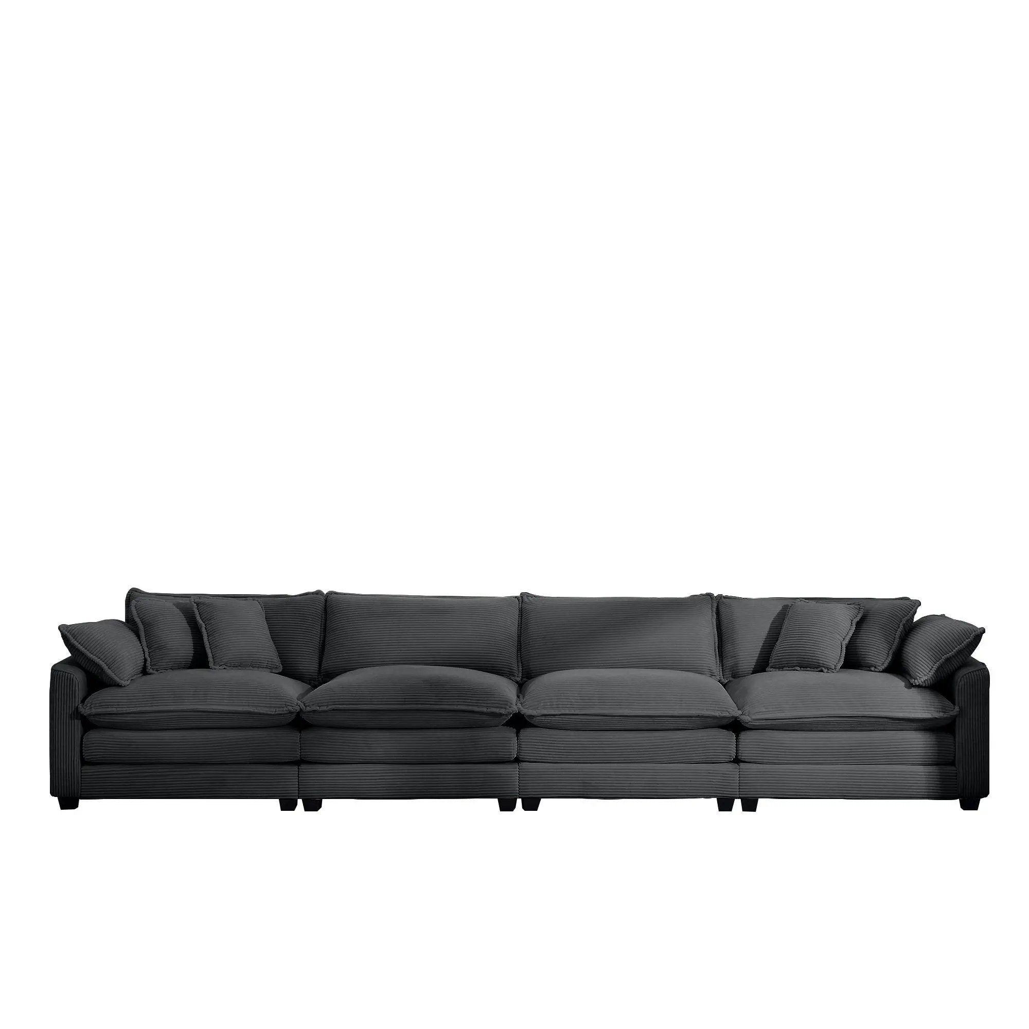 Modern Upholstered 4 Seater Fabric Sofa With Arm And Throw Pillows by Unique Piece Furniture
