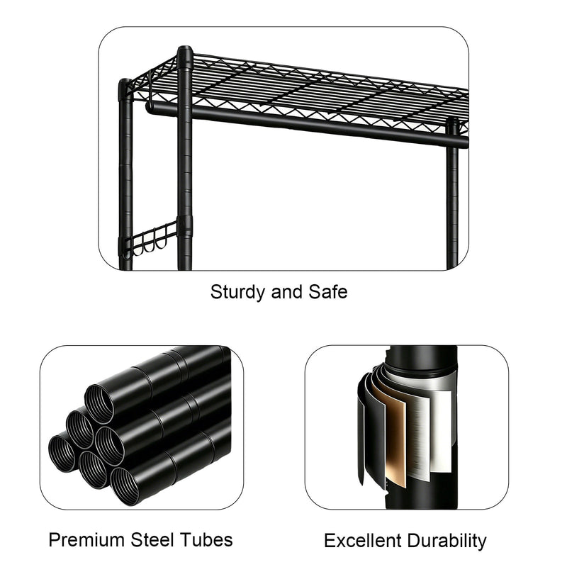 Freestanding Garment Rack with Dust Cover – Iron Frame, Mobile - Black, photo 3 of 8