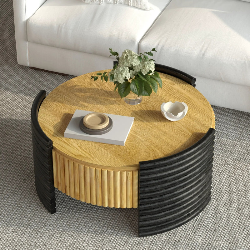Modern Colorblocked Striped Coffee Table With Flip Top Storage by Unique Piece Furniture