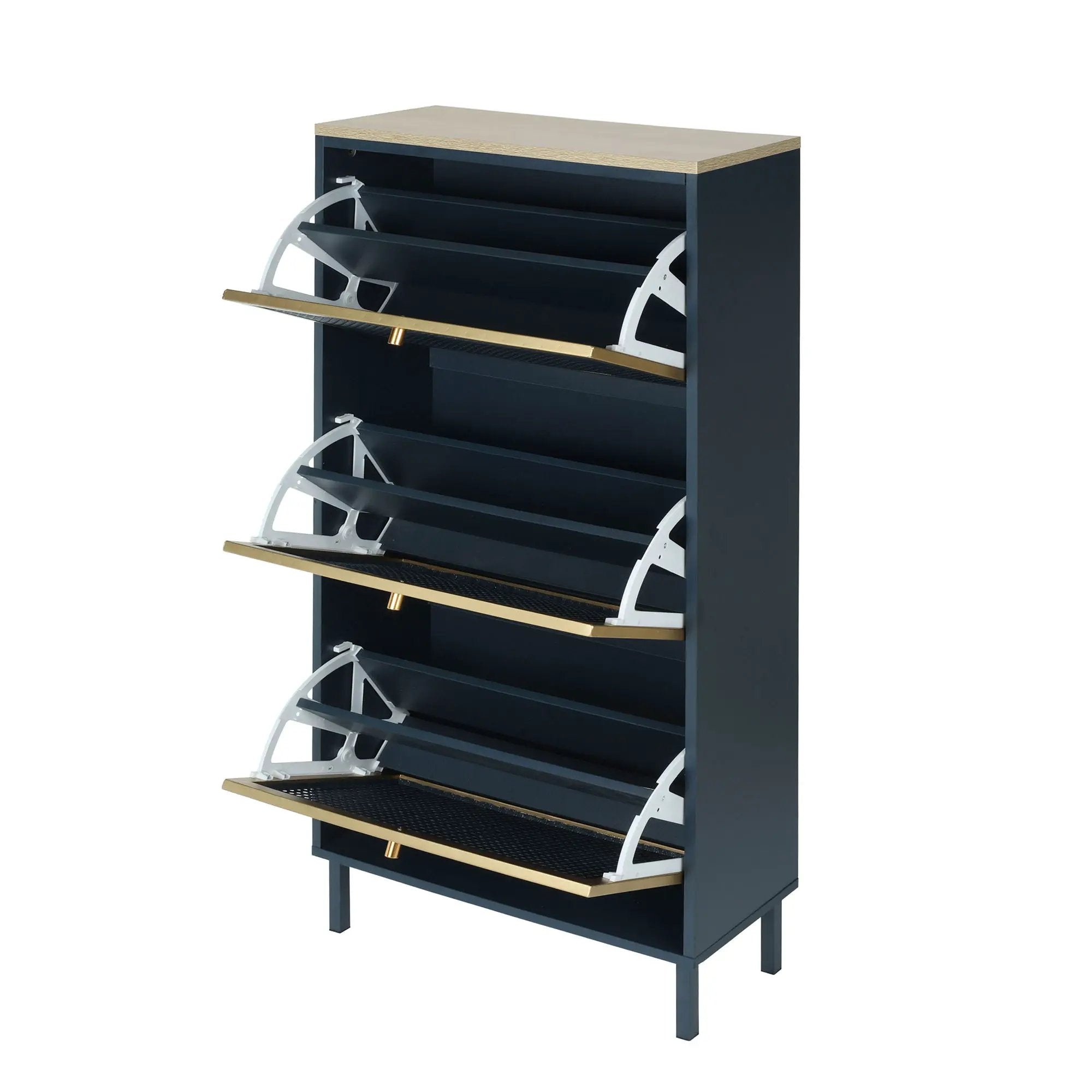 Modern Rattan 3 Door Shoe Rack Cabinet for Entryway by HouseOfZazla