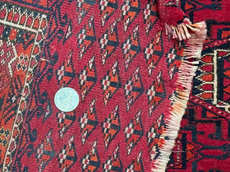 Antique Turkoman Salor Rug, Turkoman Textile, Fine 400 KPSI, Red, Persian Tribal Rug by Jewel Rugs