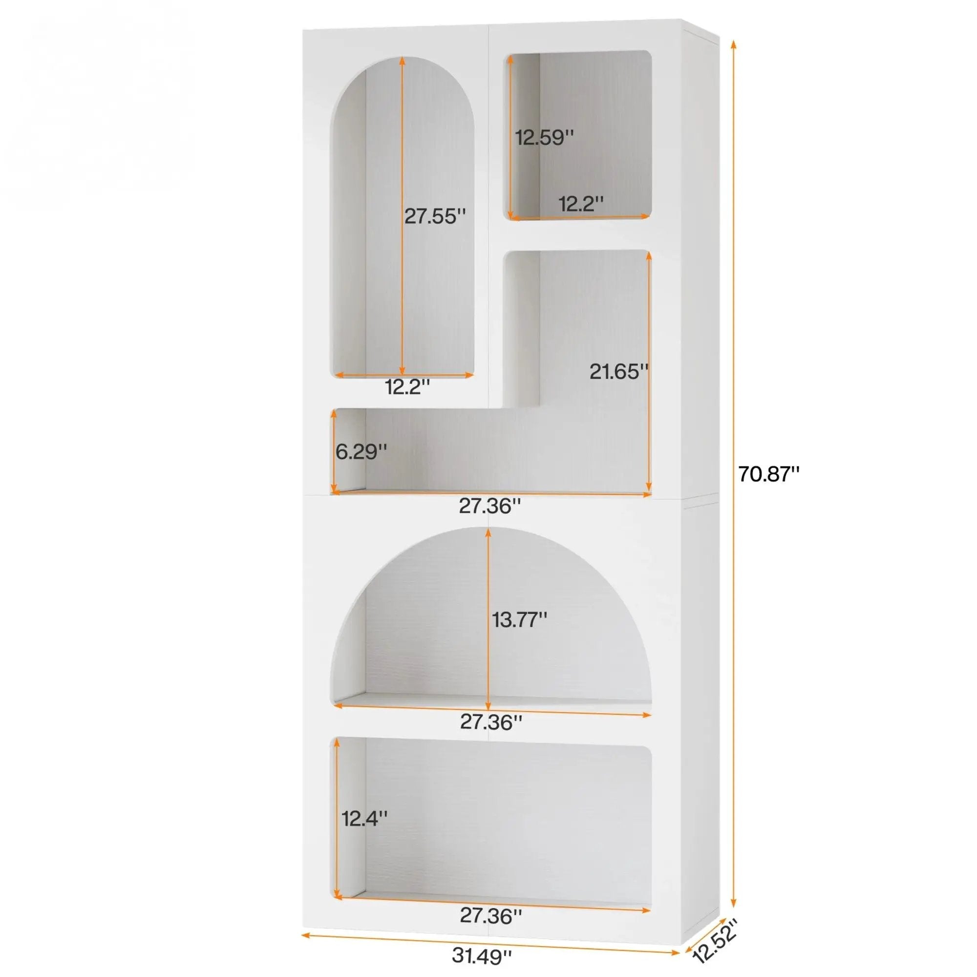 Geometric Arched 5 Shelf Art Display Bookcase For Living Room - White by HouseOfZazla