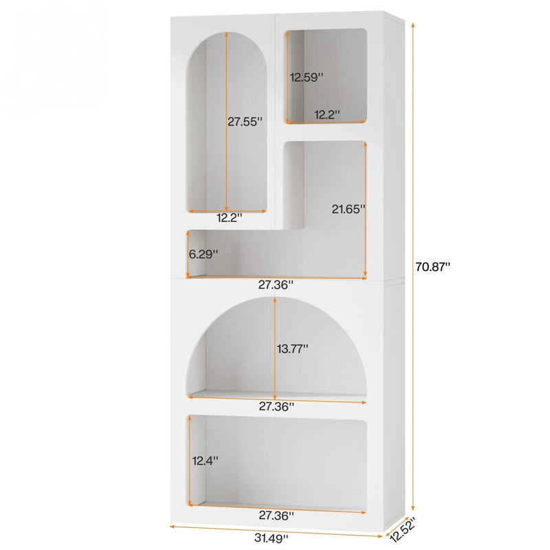 Geometric Arched 5 Shelf Art Display Bookcase For Living Room - White by HouseOfZazla