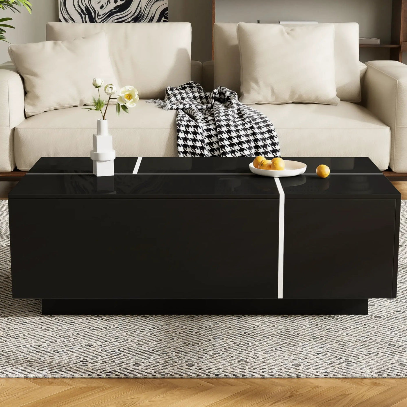 Extendable Coffee Table With 2 Hidden Storage Space And 2 Drawers For Living Room by HouseOfZazla