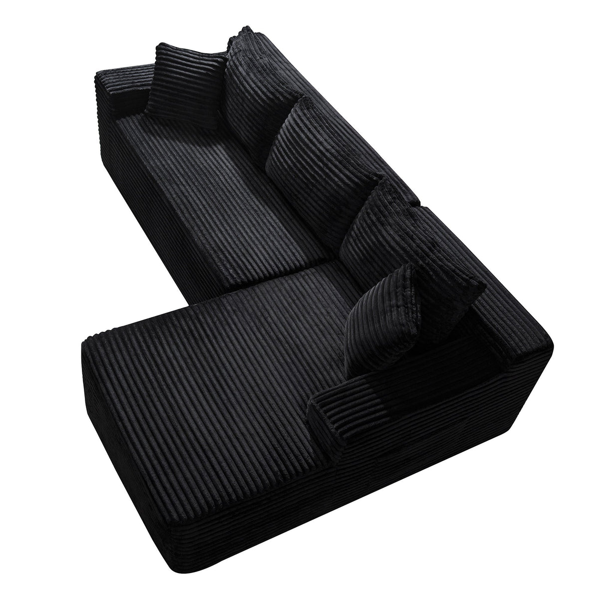 Corduroy Sectional Sofa with L-Shape Chaise - 106.3" Cloud Modular in Charcoal, photo 7 of 10