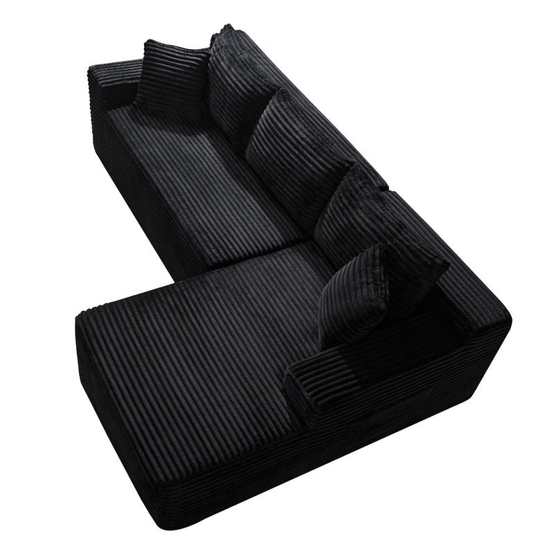 Corduroy Sectional Sofa with L-Shape Chaise - 106.3" Cloud Modular in Charcoal, photo 7 of 10