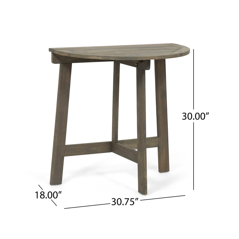 Half-Round Folding Acacia Wood 3pc Bistro Set with Weather Resistance - Gray, photo 4 of 10