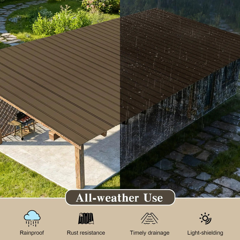 20 Pcs Metal Roofing Panels, Galvanized Steel, Waterproof, Heavy Duty by HouseOfZazla