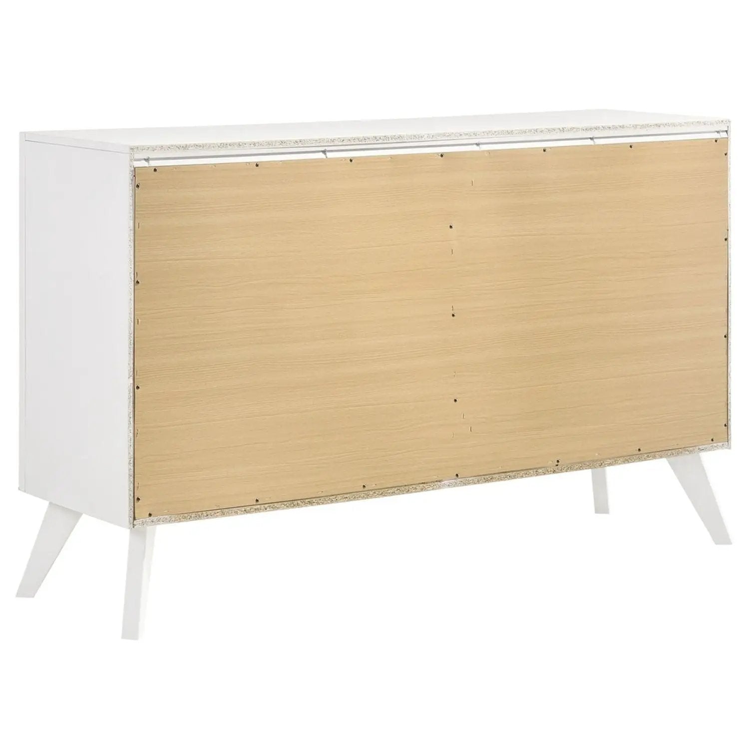 1 Piece Dresser With Angled Legs, Wave Texture And Round Knobs - White by HouseOfZazla