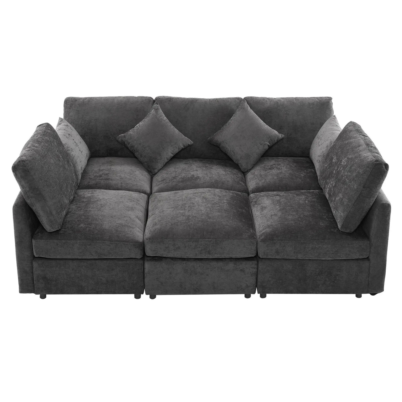 Sectional Sofa Modular U-Shaped With Ottoman & USB Ports by HouseOfZazla