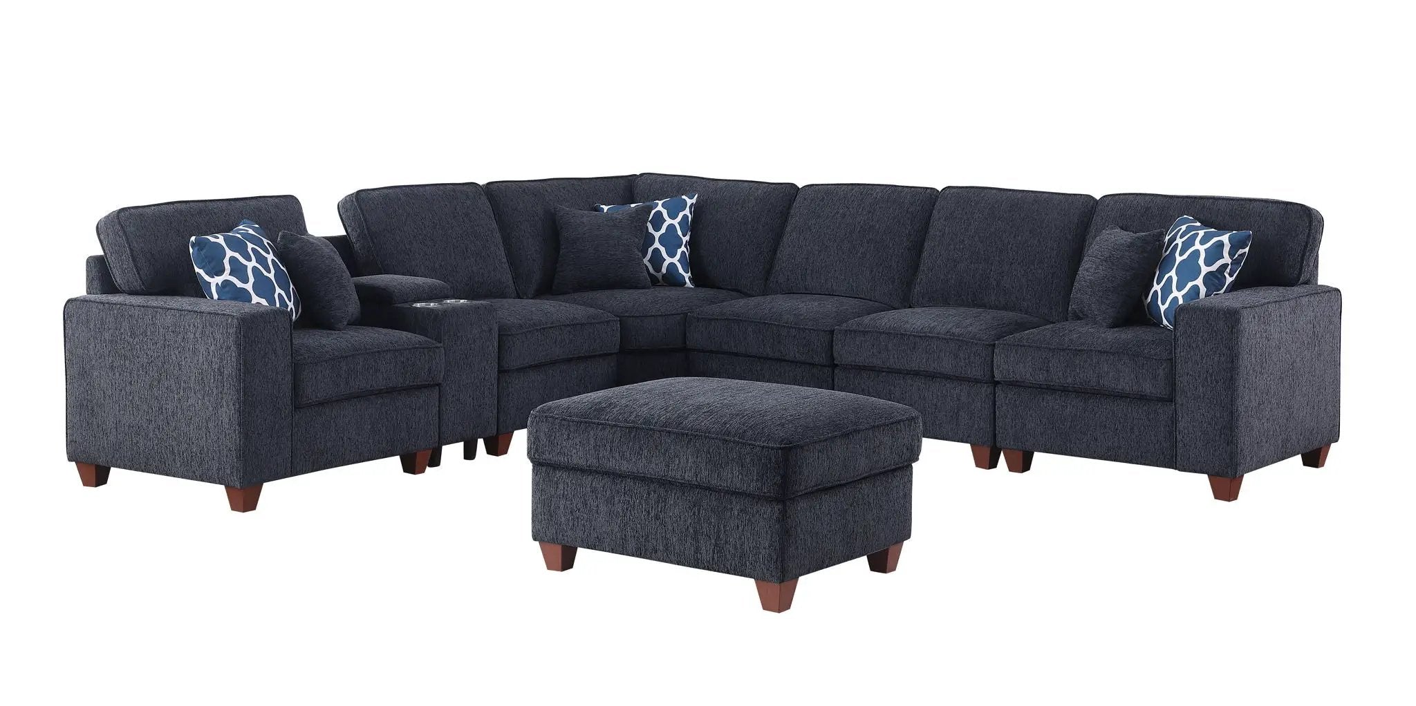 Gina - Sectional Sofa With Ottoman - Black by HouseOfZazla