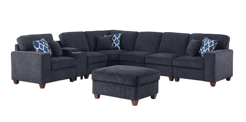 Gina - Sectional Sofa With Ottoman - Black by HouseOfZazla