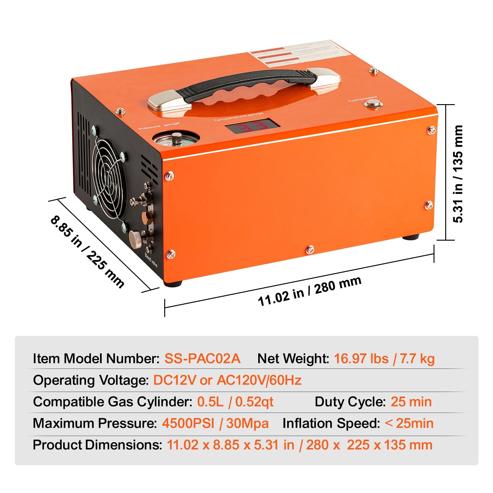 PCP Air Compressor, 4500PSI Portable with Auto-Stop and Built-In Converter by HouseOfZazla