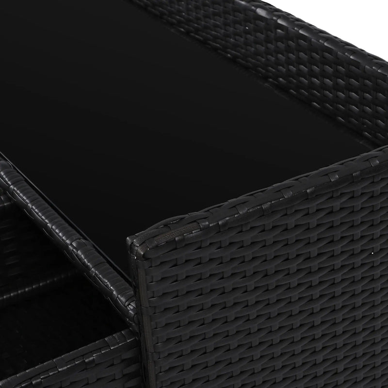 K&K 47.5"W Wicker Outdoor Storage Cabinet with Tempered Glass Top by HouseOfZazla