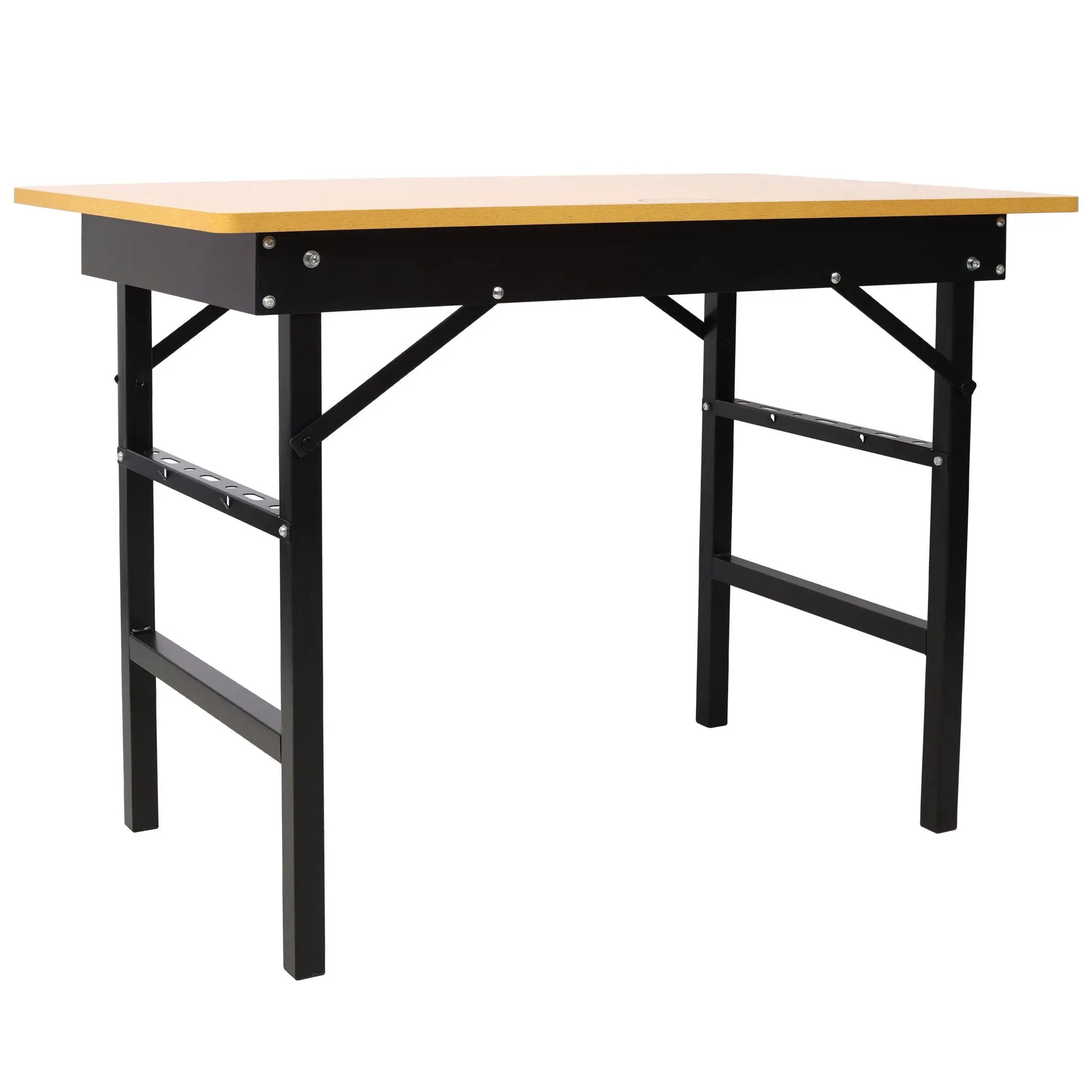 Portable Folding Work Table With Measuring Tape And Angle Finder Steel - Black by HouseOfZazla