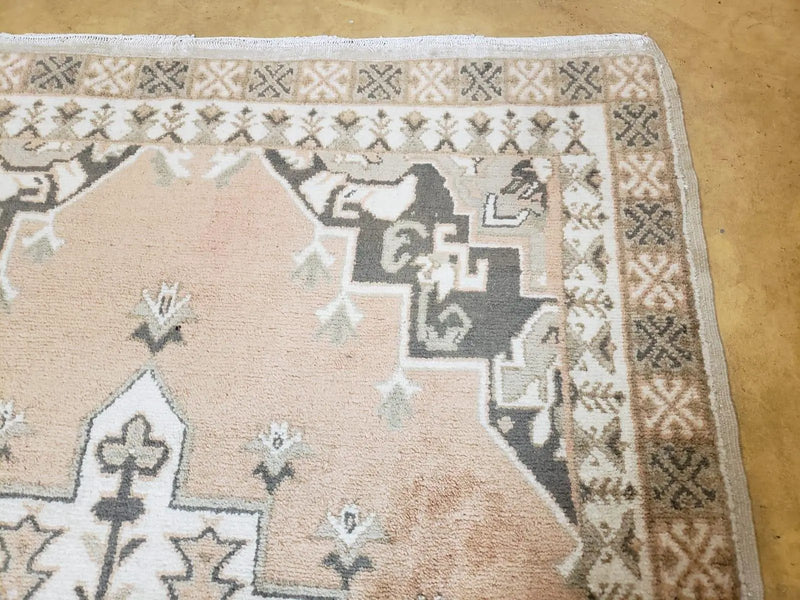 Antique Moroccan Rug 5x7 Tribal Carpet, Hand-Knotted Soft Wool Pile, 5 x 7 Area Rug, Berber Rug, Geometric Open Field Medallion, Pink Ivory by Jewel Rugs