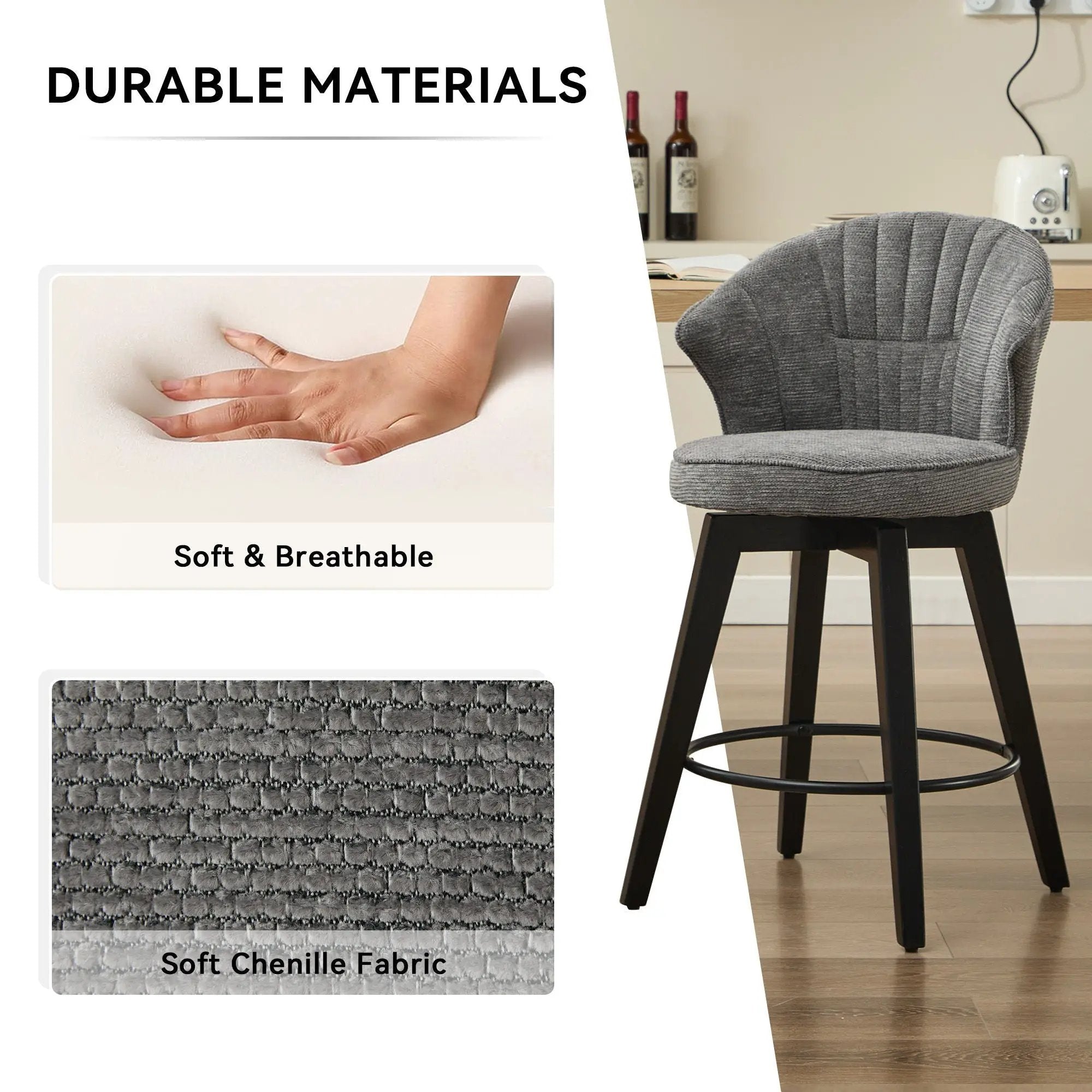 Wing Back Swivel Bar Stools (Set of 2) by Unique Piece Furniture