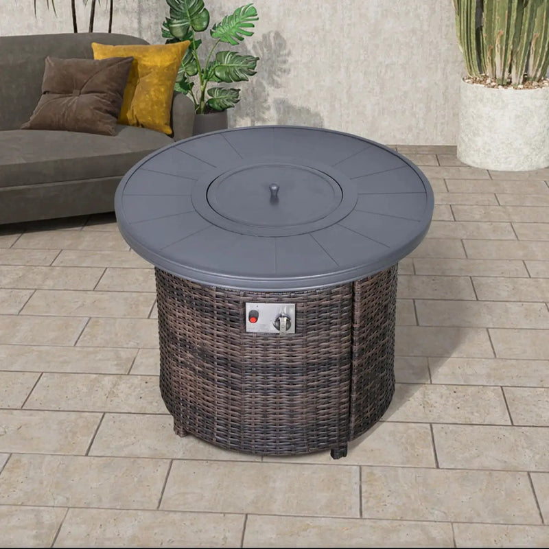 Outdoor Fire Pit Table With Lid - Espresso by HouseOfZazla