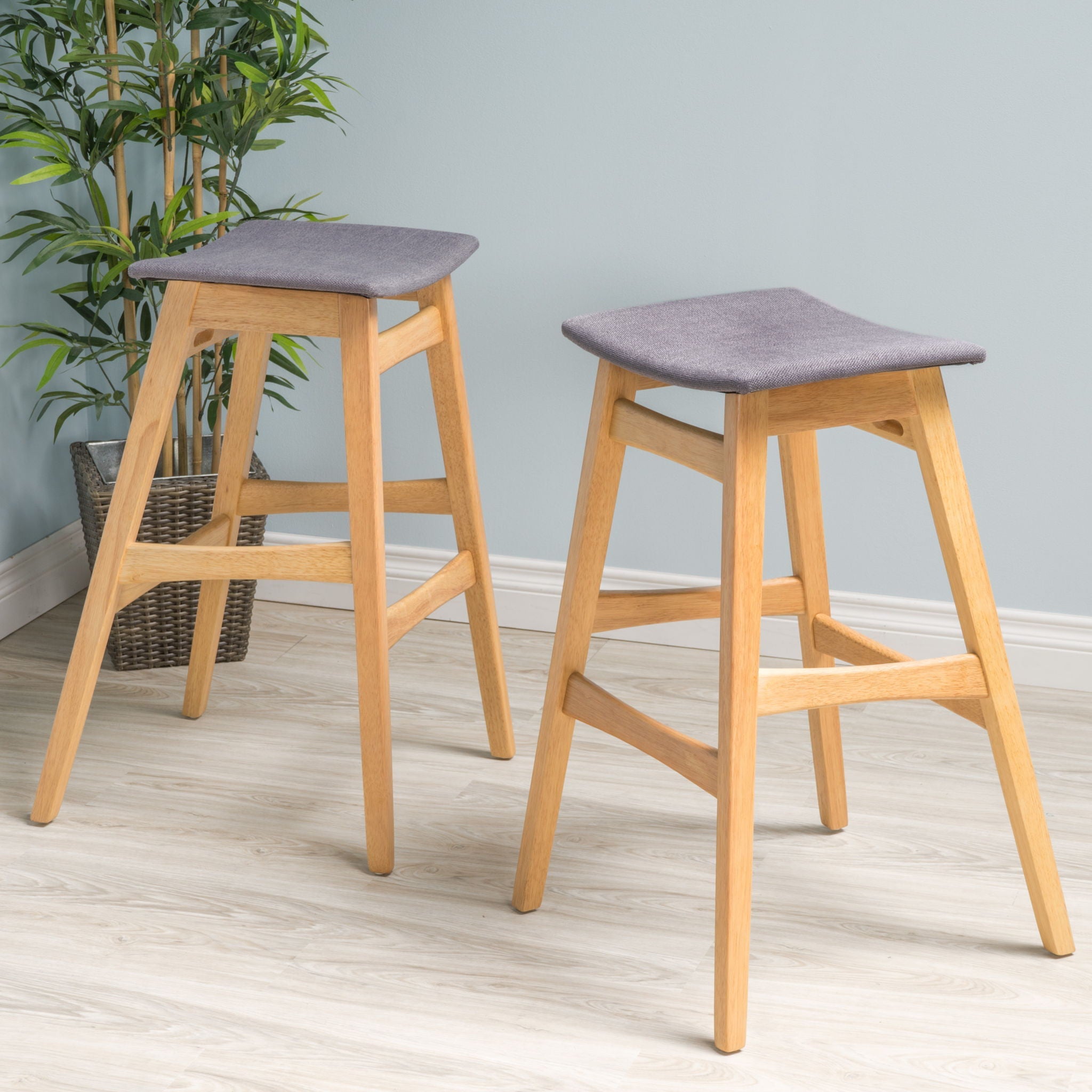 Modern Bar Stool Set With Upholstered Seating by HouseOfZazla
