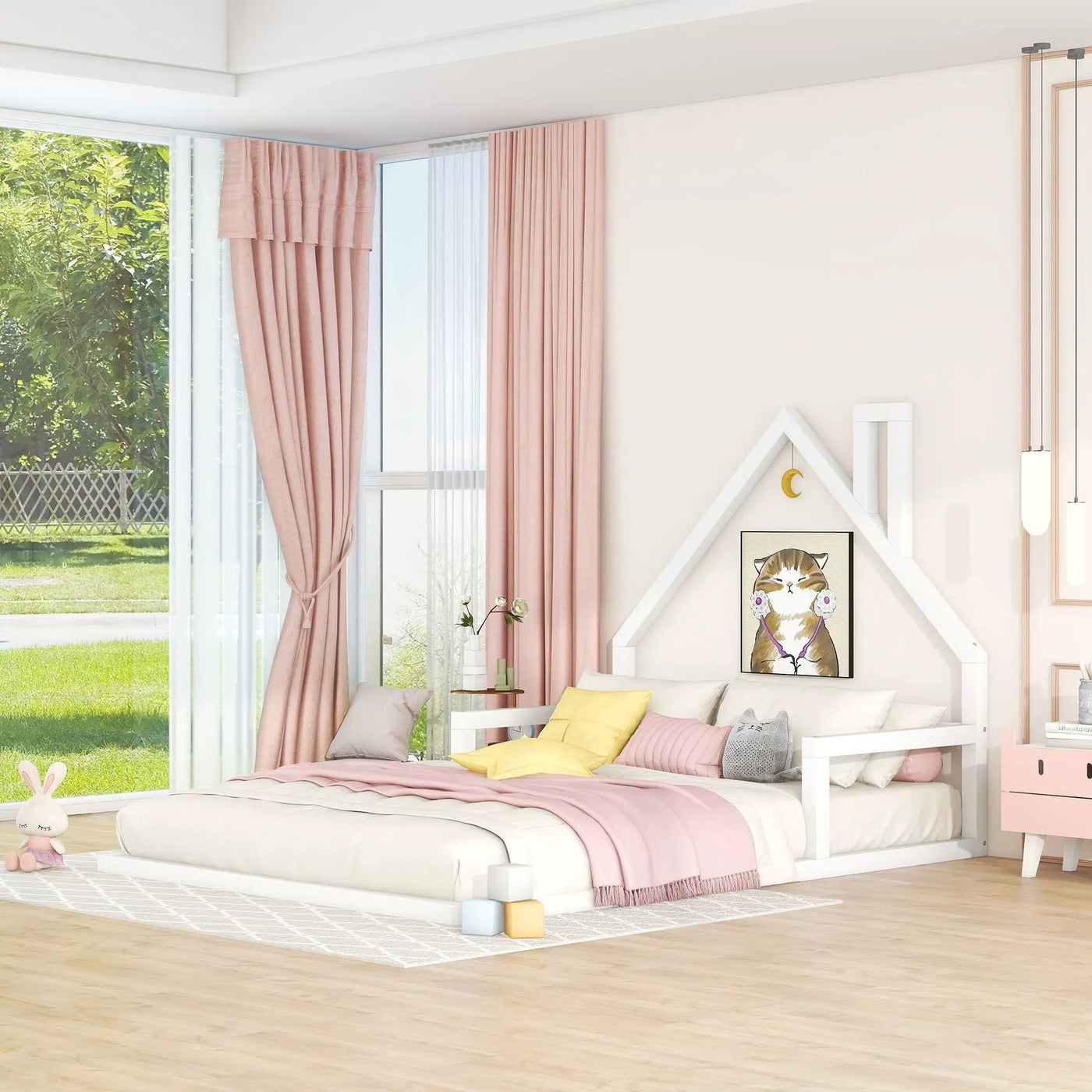 Elegant Floor Bed With House Shaped Headboard by HouseOfZazla