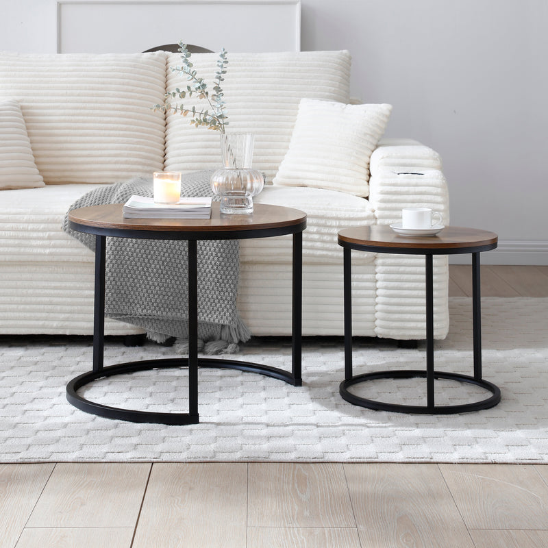 Set of 2 Nesting Round End Tables with Metal Frame by HouseOfZazla