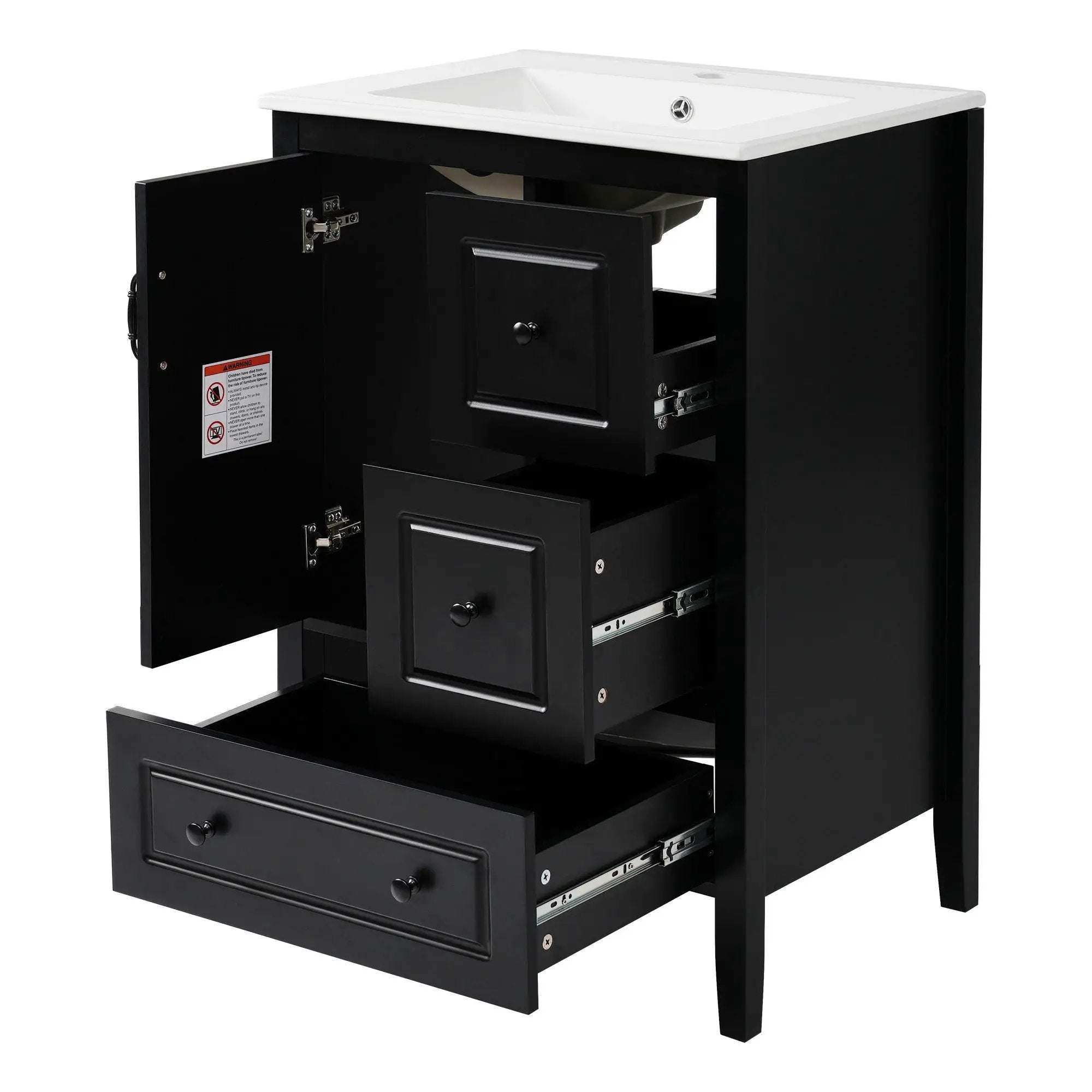 Retro Bathroom Vanity With Sink, Soft Closing Cabinet & Drawers by HouseOfZazla