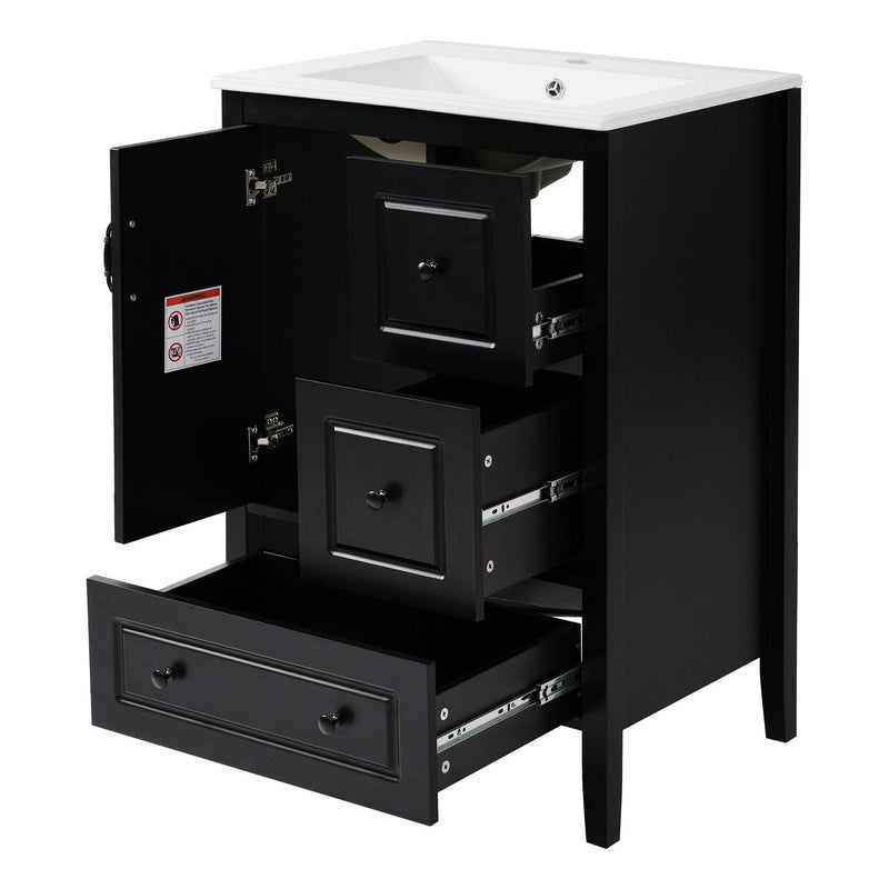 Retro Bathroom Vanity With Sink, Soft Closing Cabinet & Drawers by HouseOfZazla