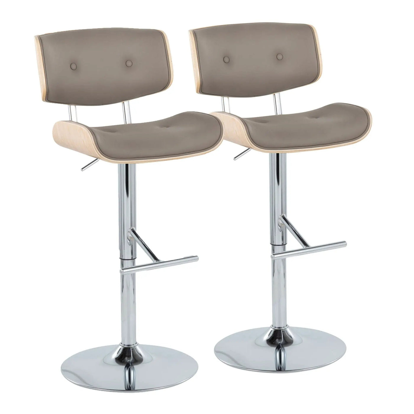 Lombardi - Contemporary Adjustable Barstool With Swivel With Straight T Footrest (Set of 2) by HouseOfZazla