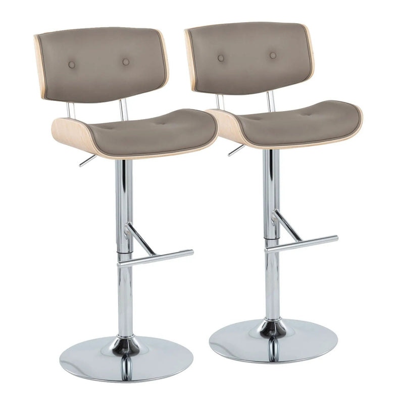 Lombardi - Contemporary Adjustable Barstool With Swivel With Straight T Footrest (Set of 2) by HouseOfZazla