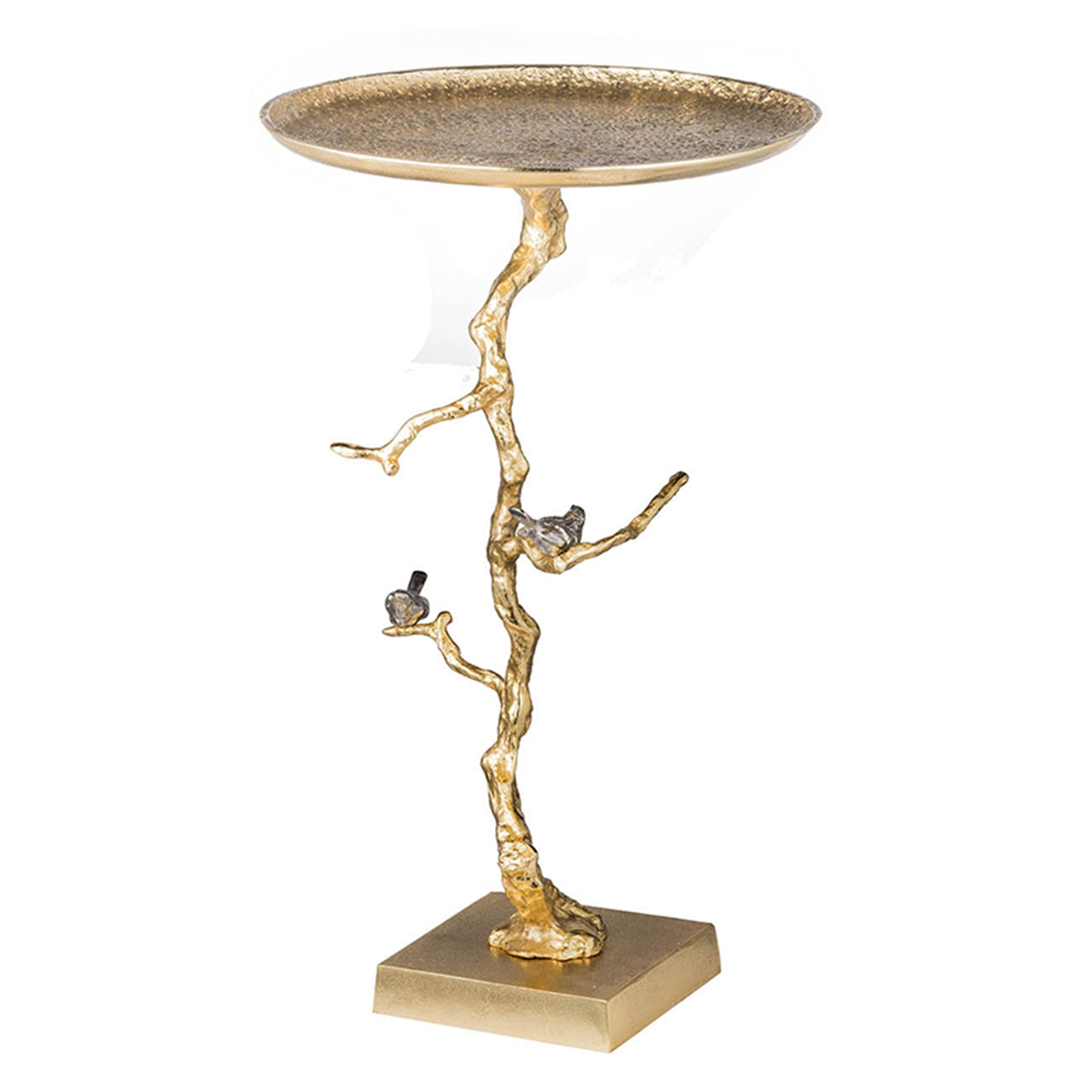 Contemporary Shiny Side Table with Tree Branch Design - Gold, photo 2 of 10
