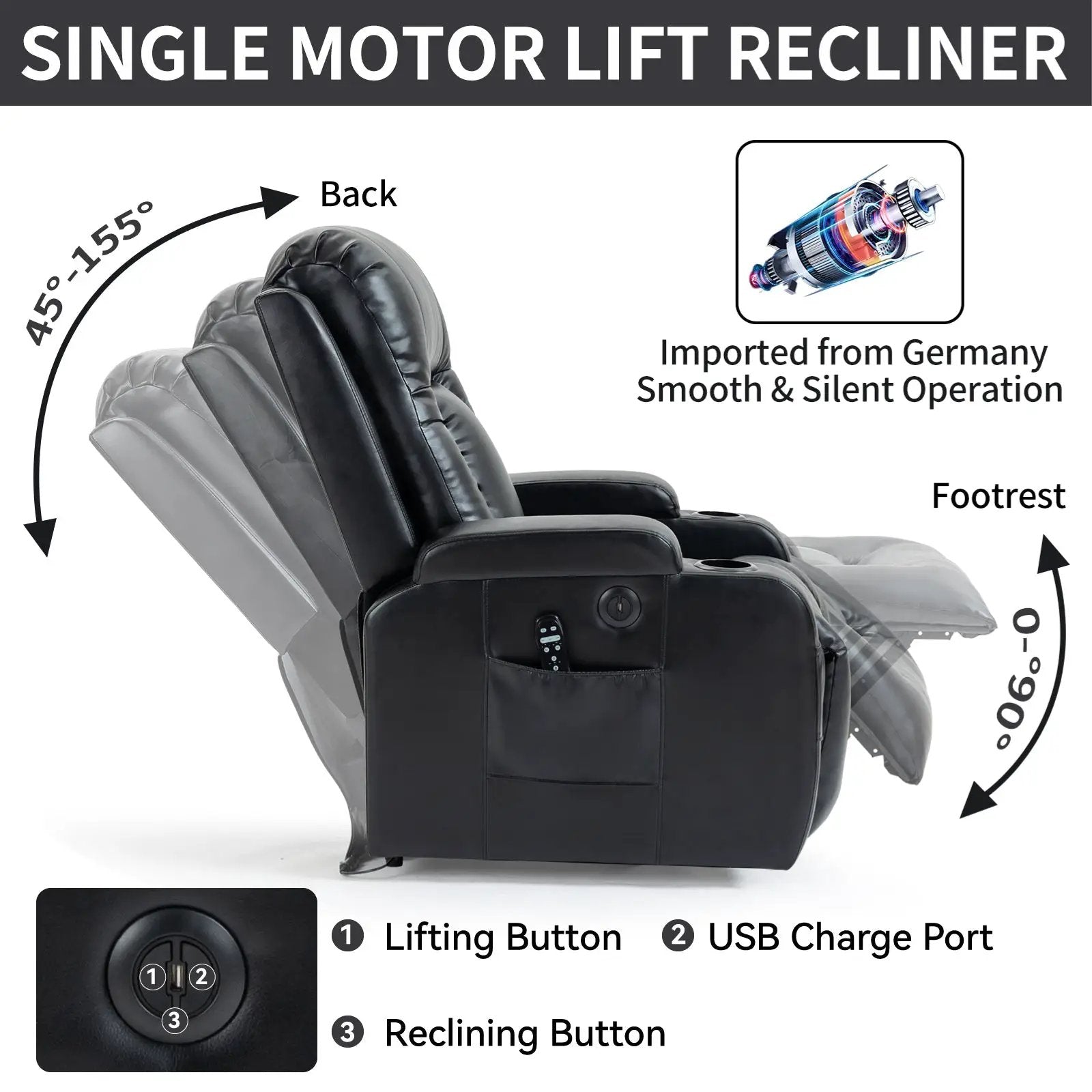Infinite Position Power Lift Recliner Chair for Elderly by HouseOfZazla