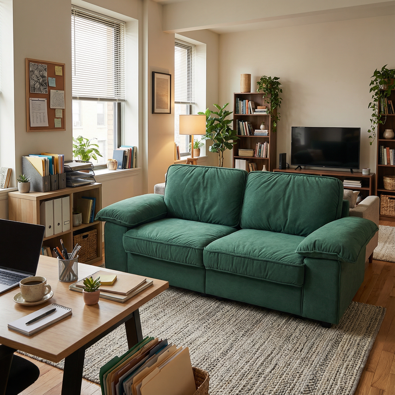 Modern Green Velvet Storage Sofa (2.5S) 78.74 Inch by HouseOfZazla