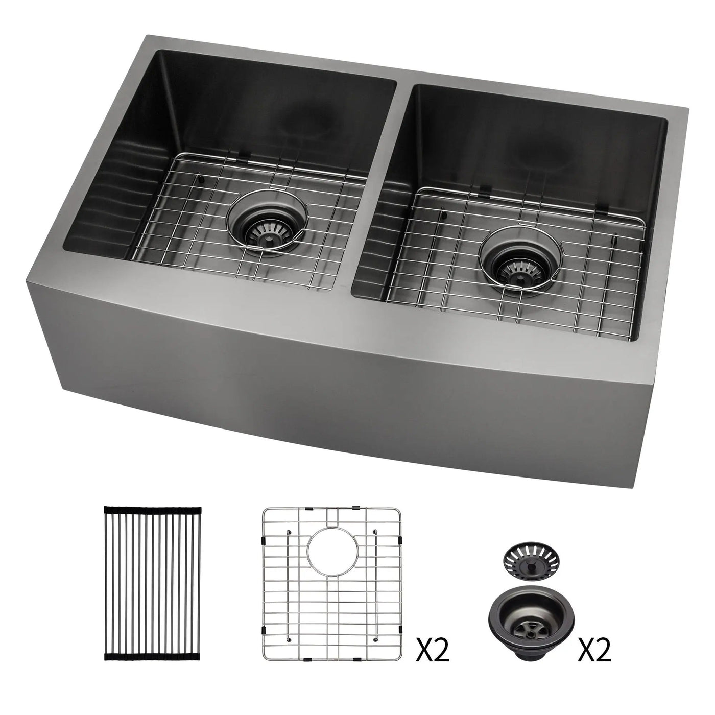 Double Bowl Farmhouse Sink / Stainless Steel Apron Front by HouseOfZazla
