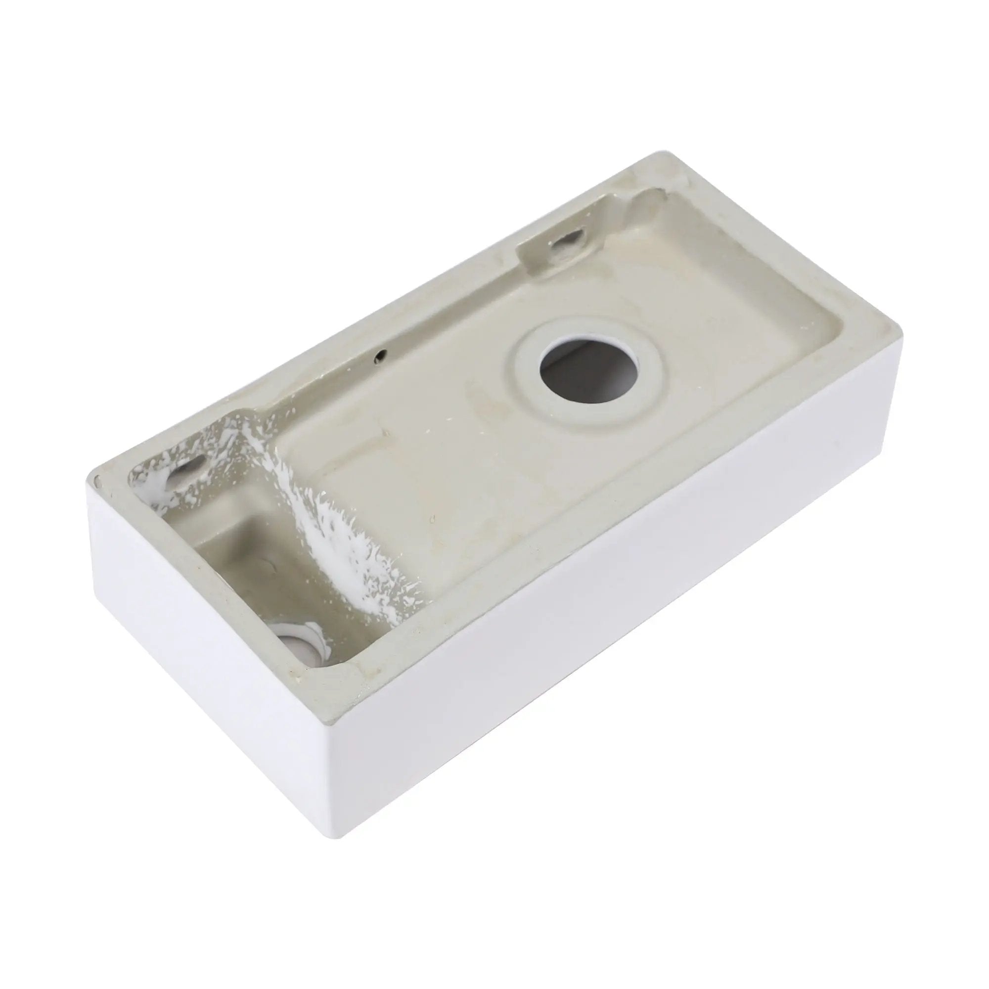 Modern Ceramic Rectangle Wall Mount Bathroom Sink With Single Faucet Hole - White by HouseOfZazla