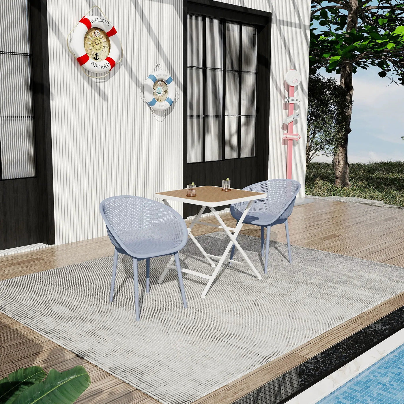 2 Pack Lounge Chair Set & Folding Square Table by Unique Piece Furniture